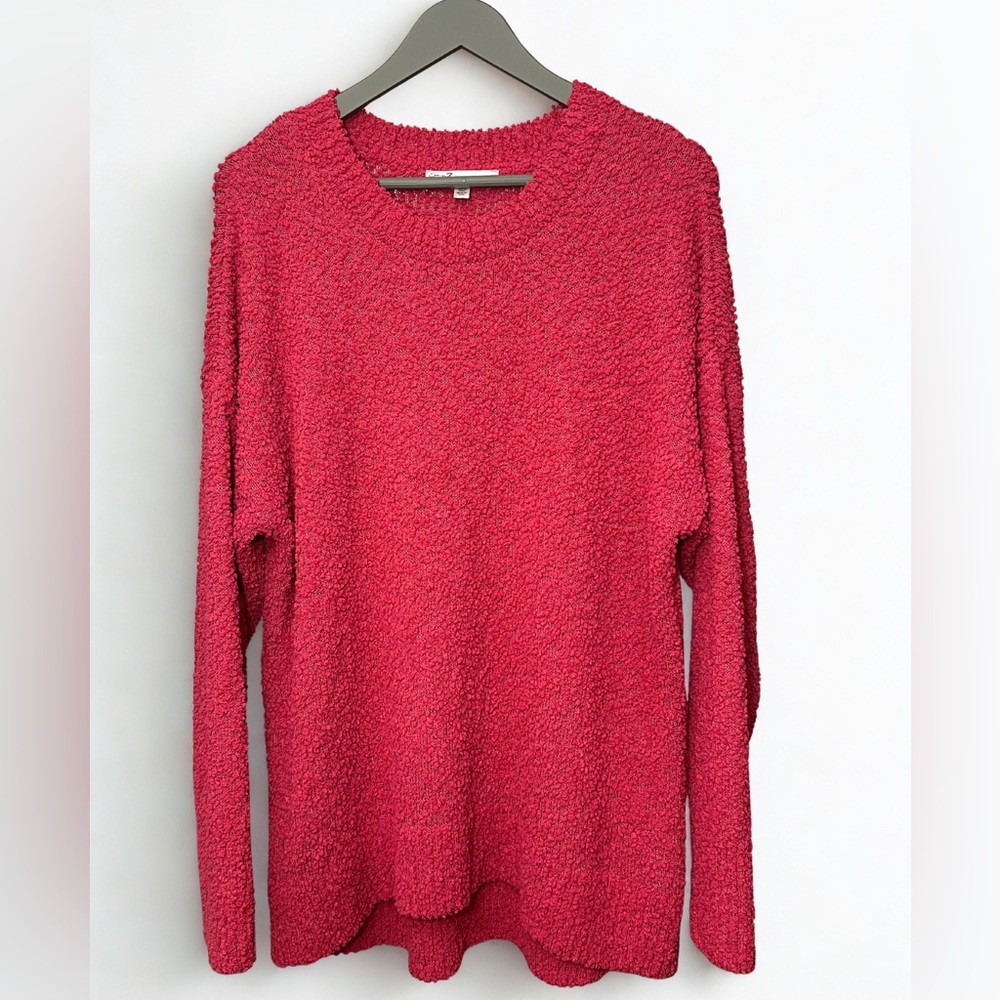 Seven7 Hot Pink Cozy Popcorn Sweater Size L/G Soft Girl Relaxed Barbiecore